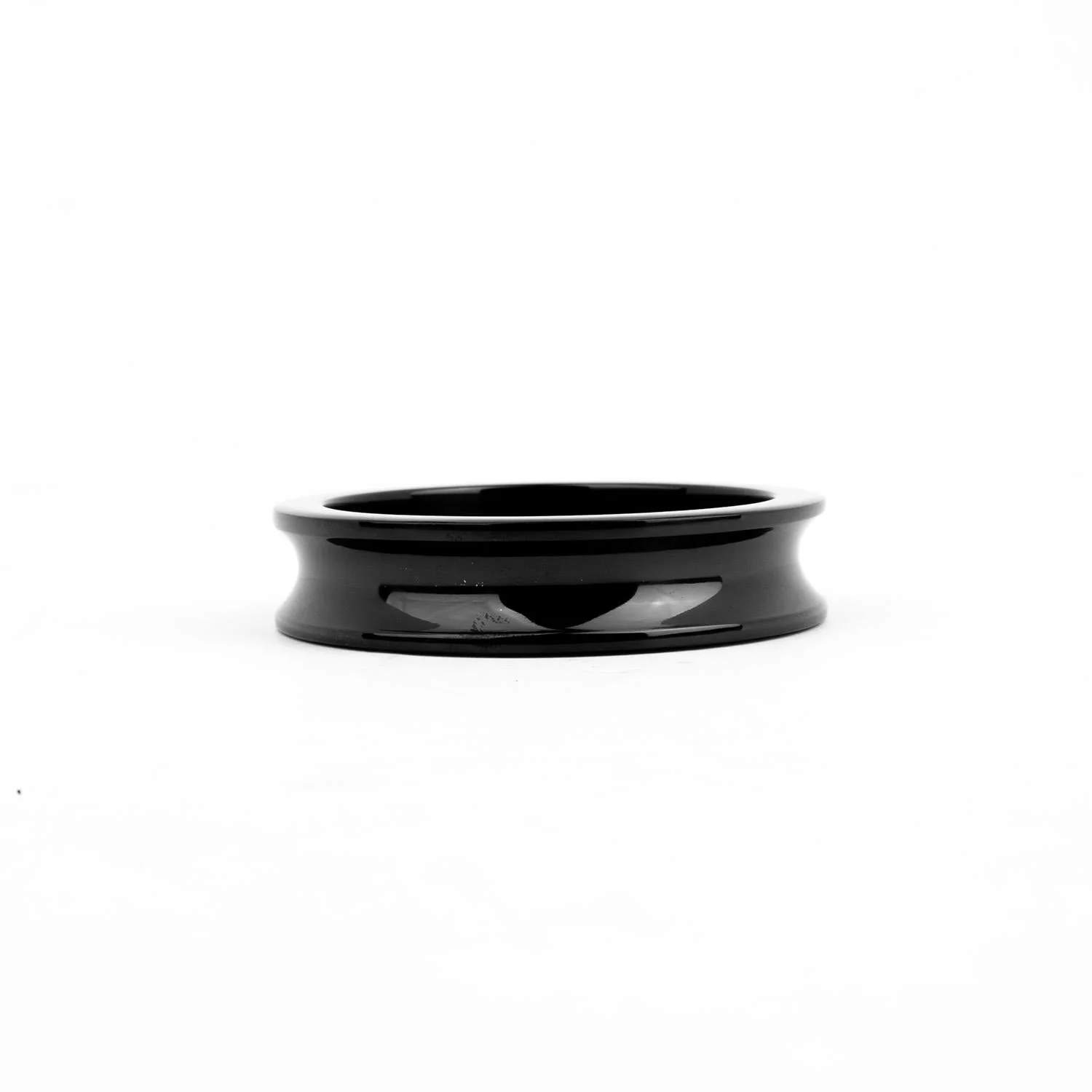 Black Concave Cock Ring, Stainless Steel
