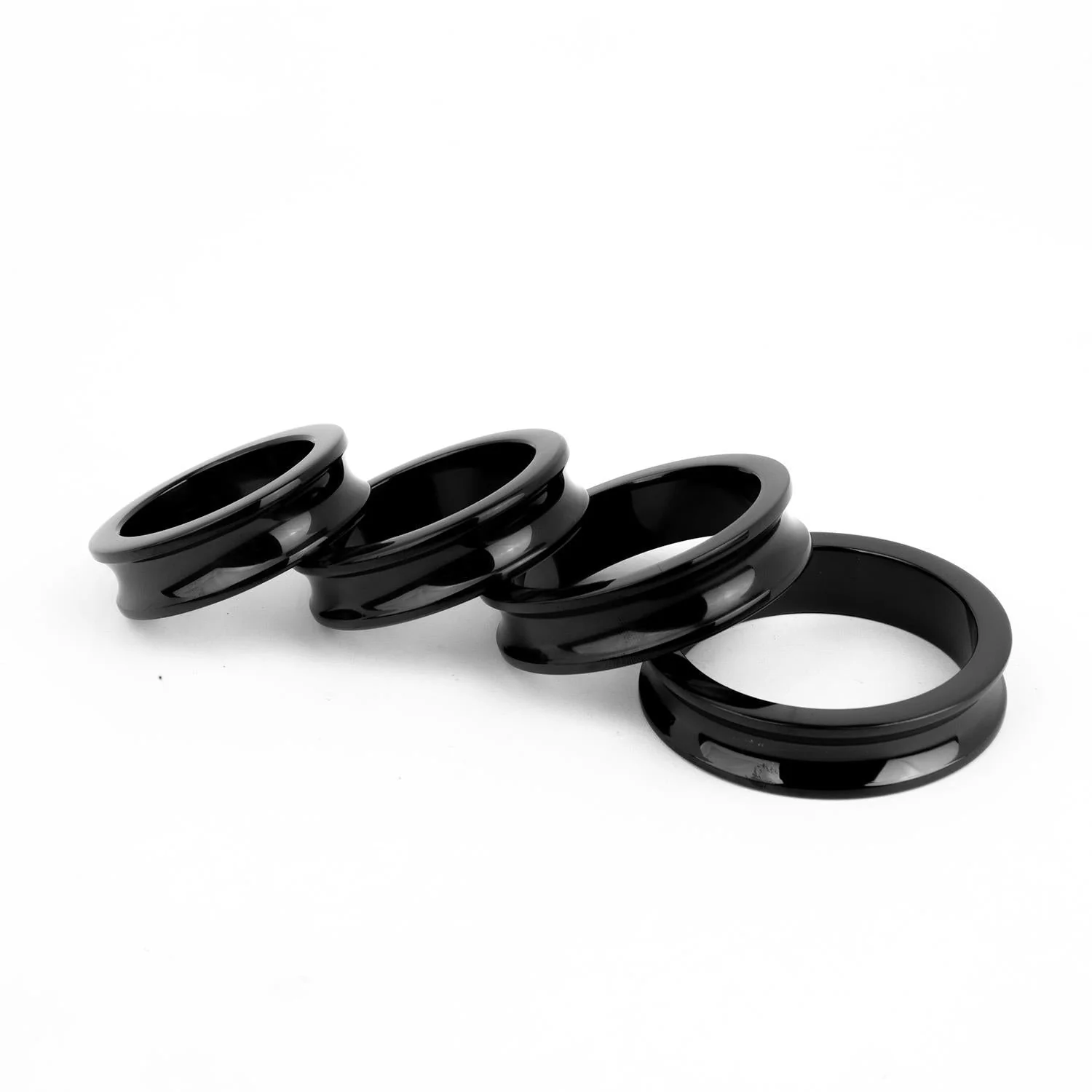 Black Concave Cock Ring, Stainless Steel - Image 2