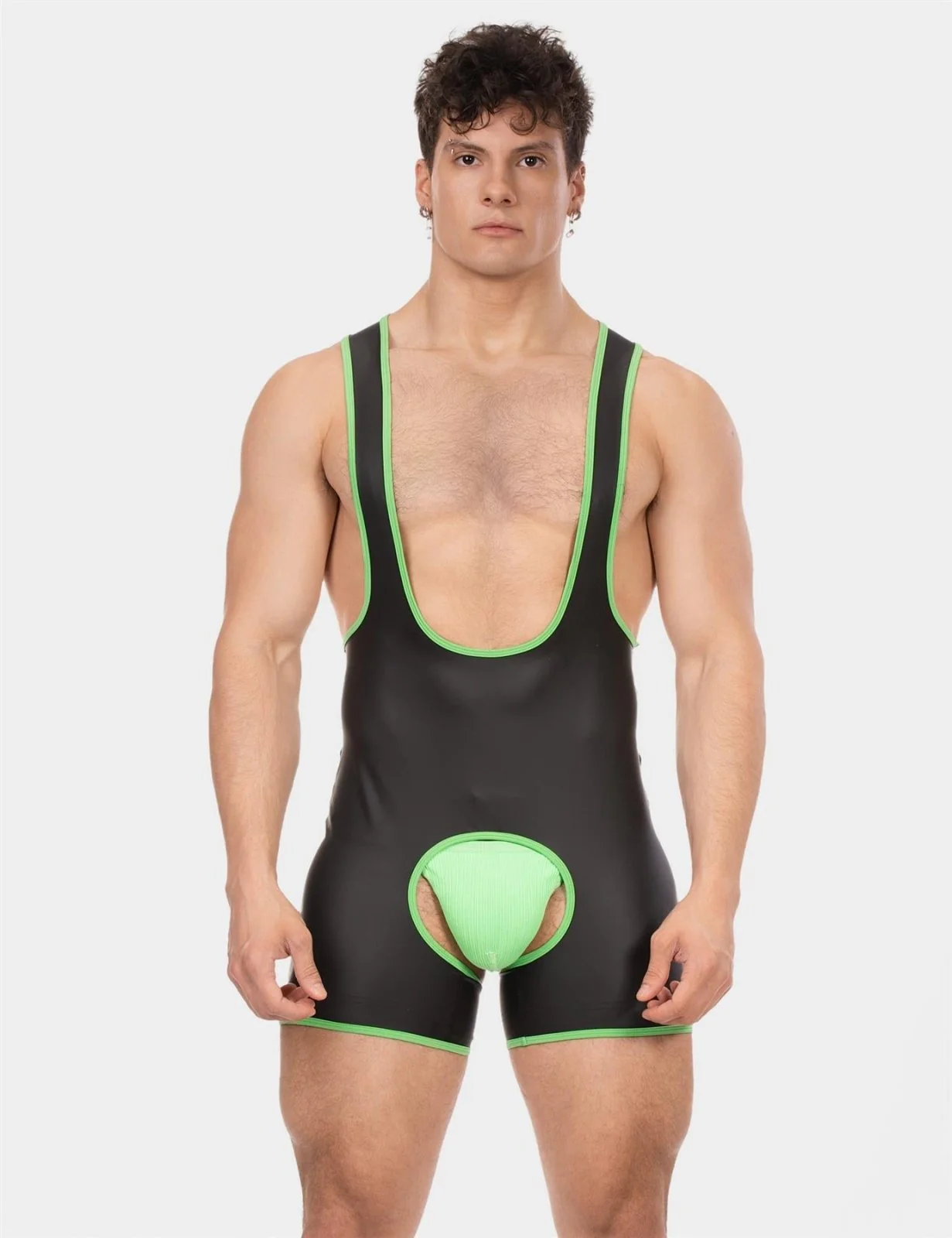 Barcode Singlet Kam, Black/Neongreen - Image 3