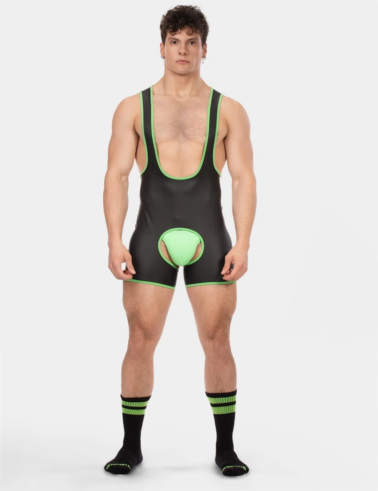 Barcode Singlet Kam, Black/Neongreen - Image 8