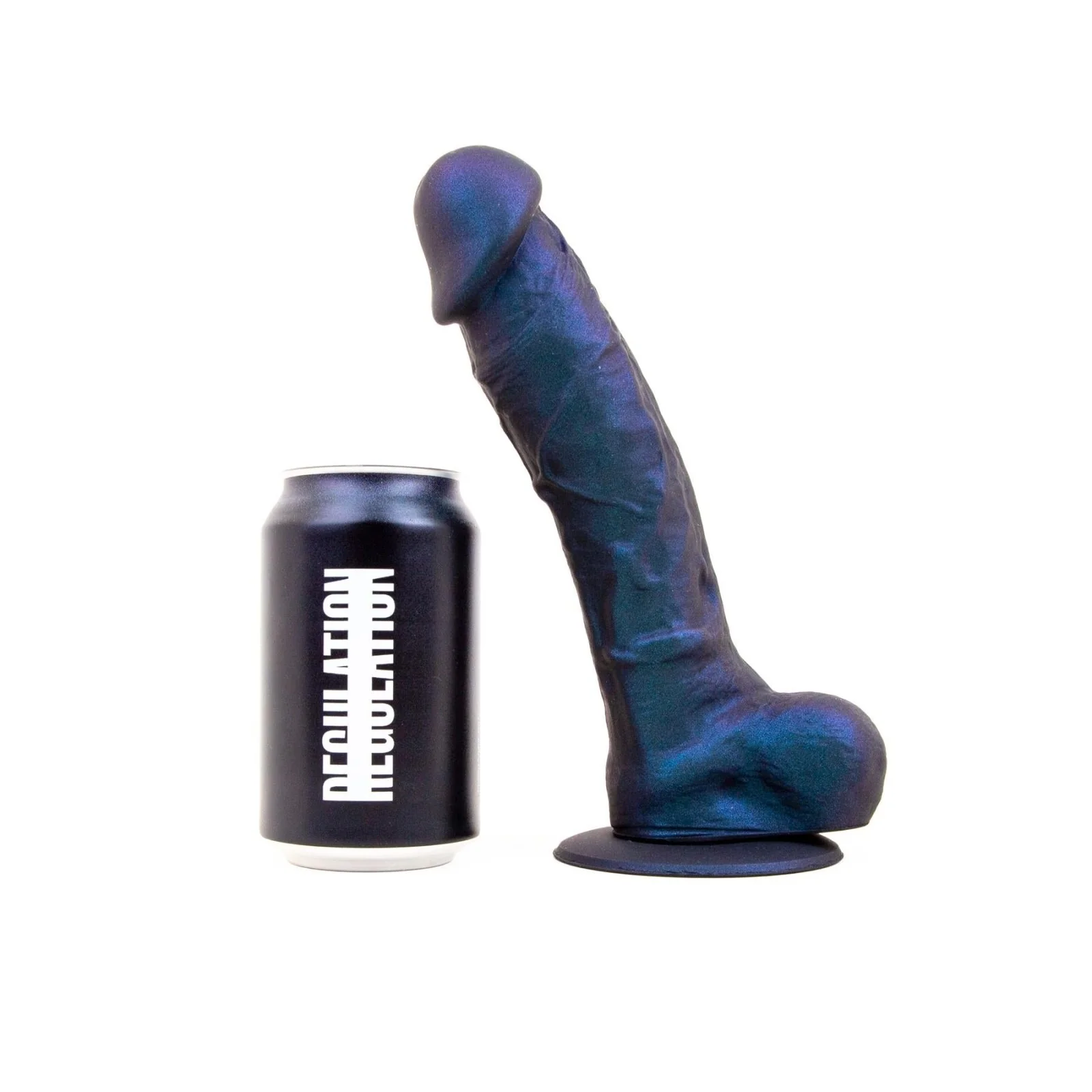 REGULATION Realisms, Suction Cup Dildo, 10", Oil Slick Midnight