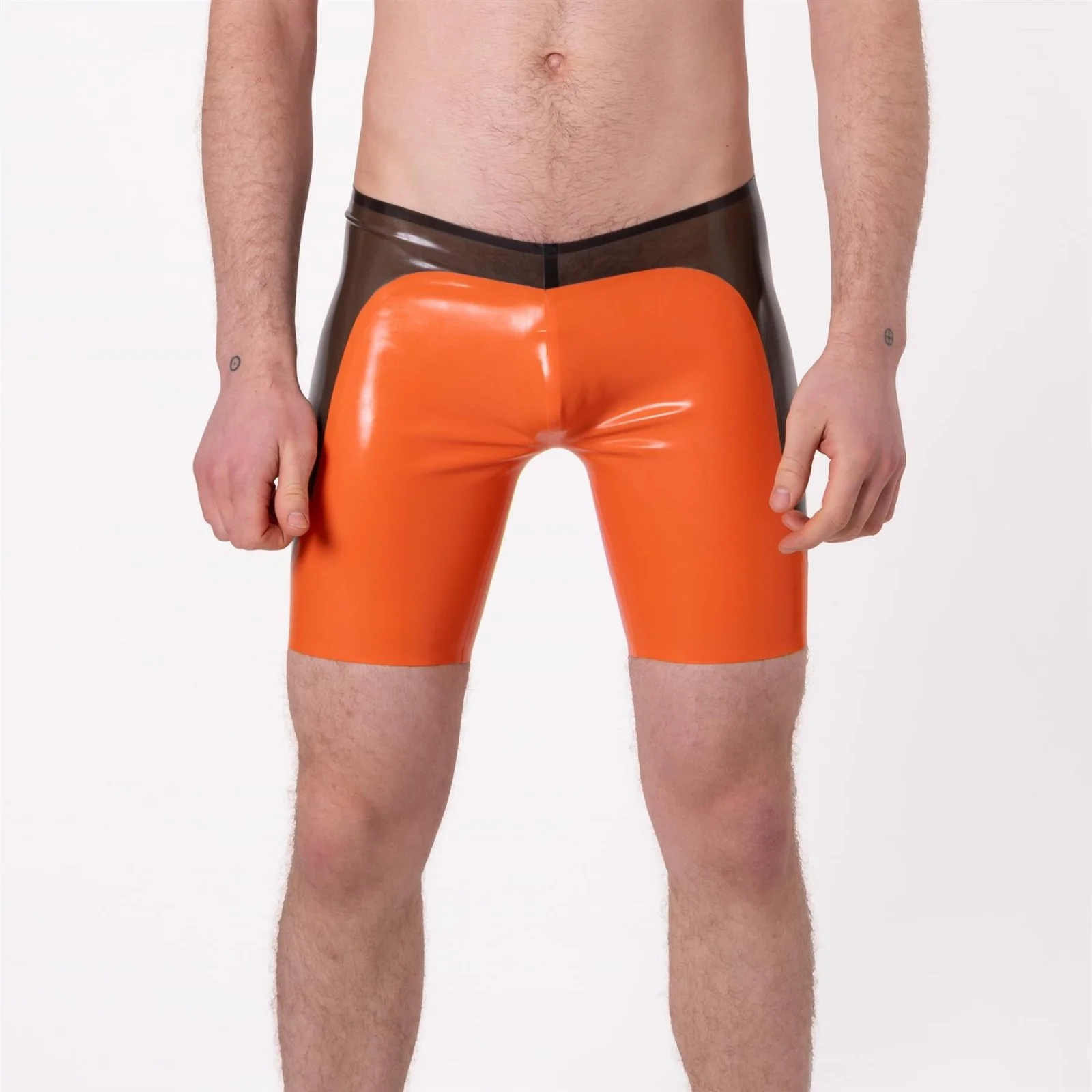 PEAK Rubber Shorts, Semi Trans Smokey Black // Made to order
