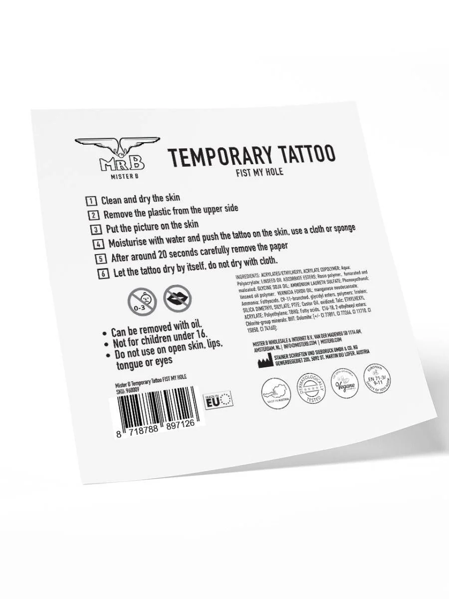 Fist My Hole, Temporary Tattoo - Image 3