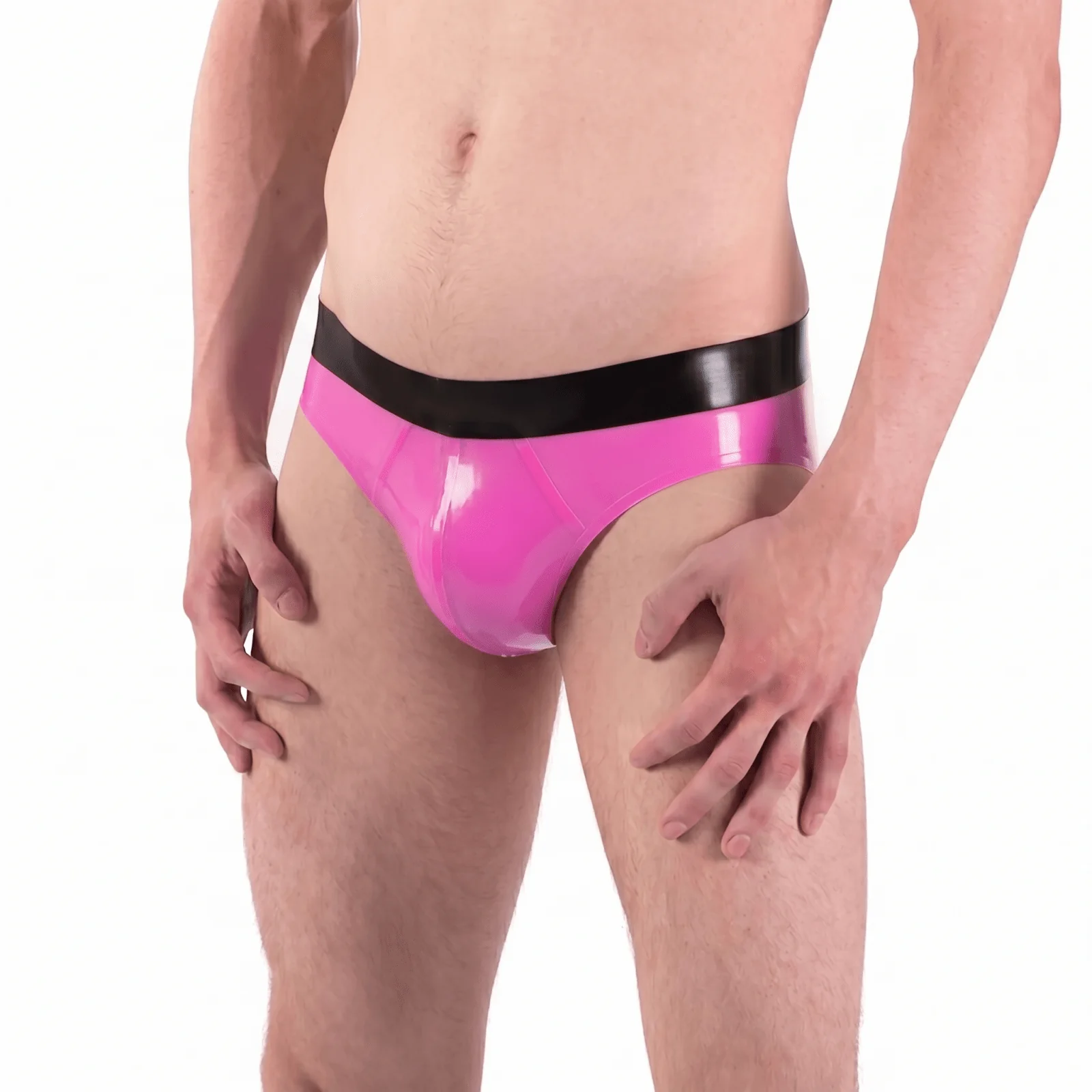 Rubber Hipster Brief, Pink/Black