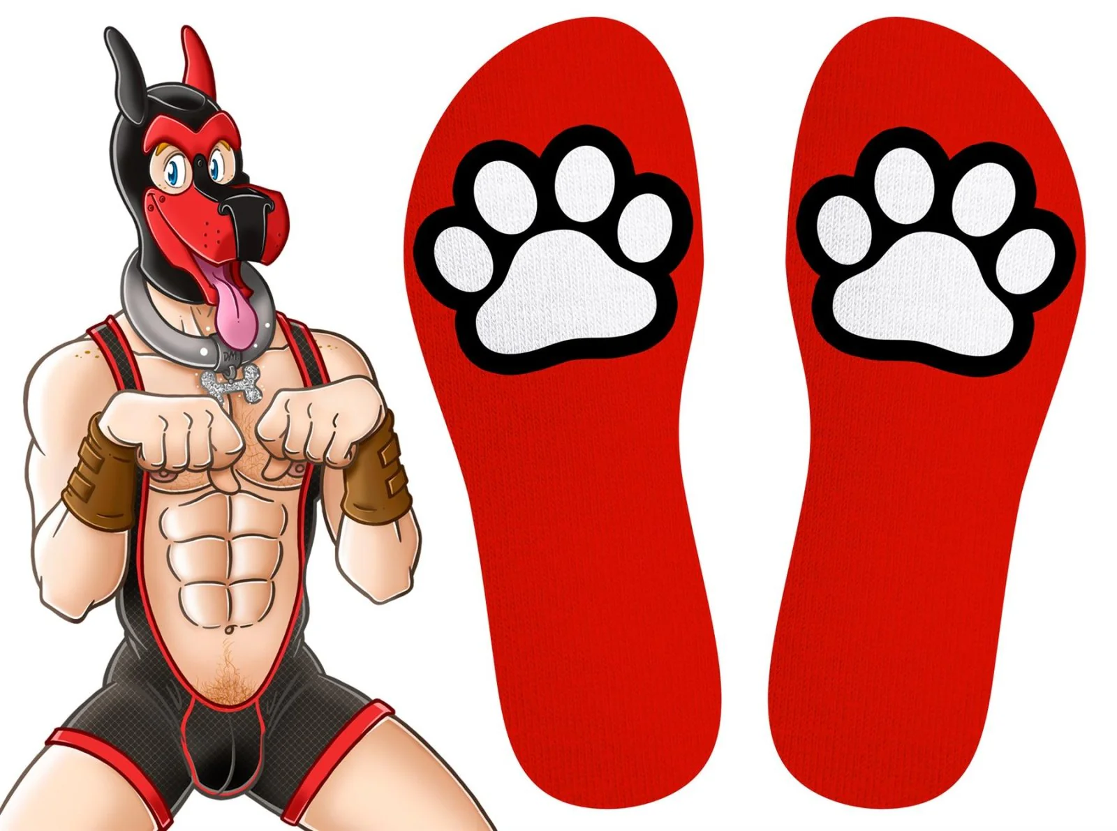 SNEAKXX "Paw" Skater Socks, Red - Image 3