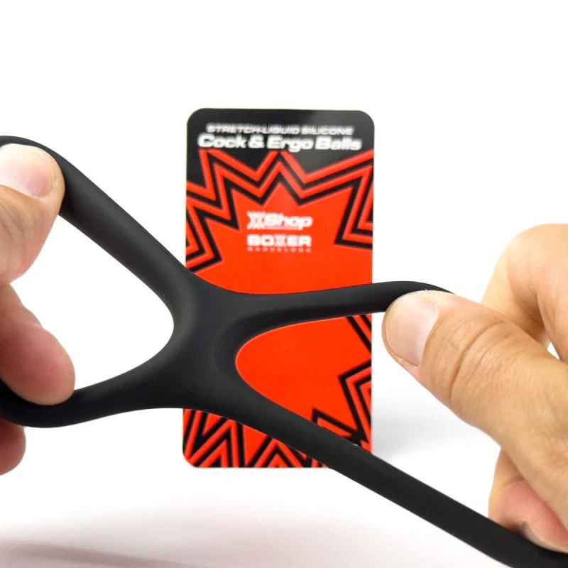 BOXER Stretch-Liquid Silicone Cock & ErgoBalls, Black - Image 4