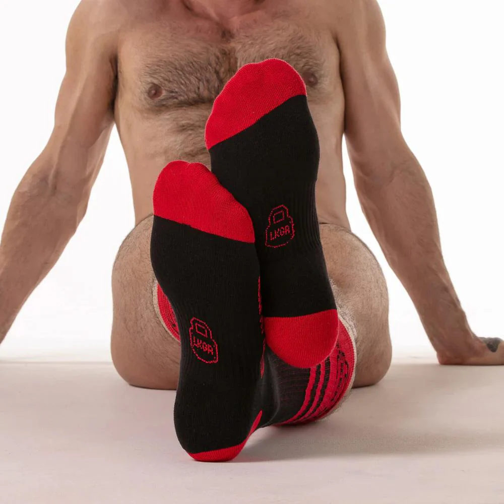 Padlock Knee High Sock, Red - Image 2