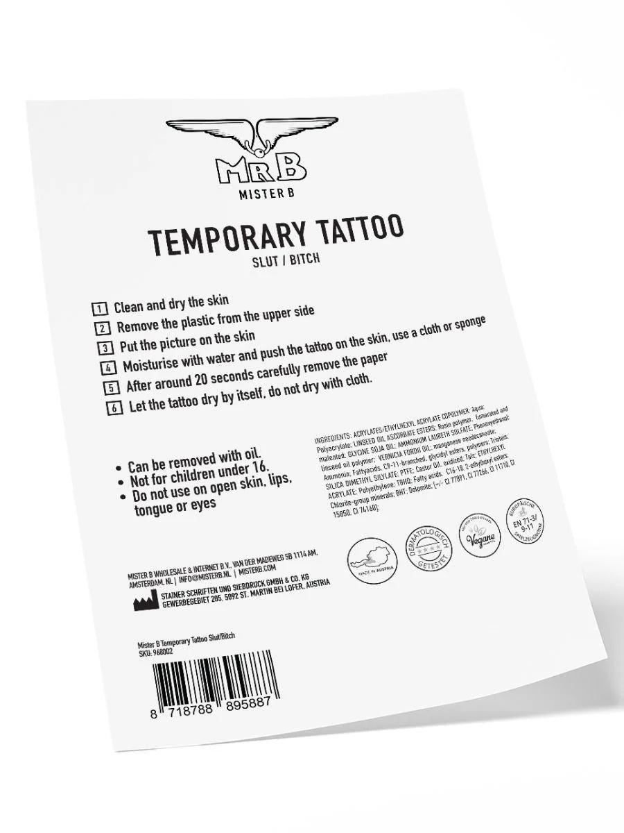 Slut Bitch, Temporary Tattoo - Image 3