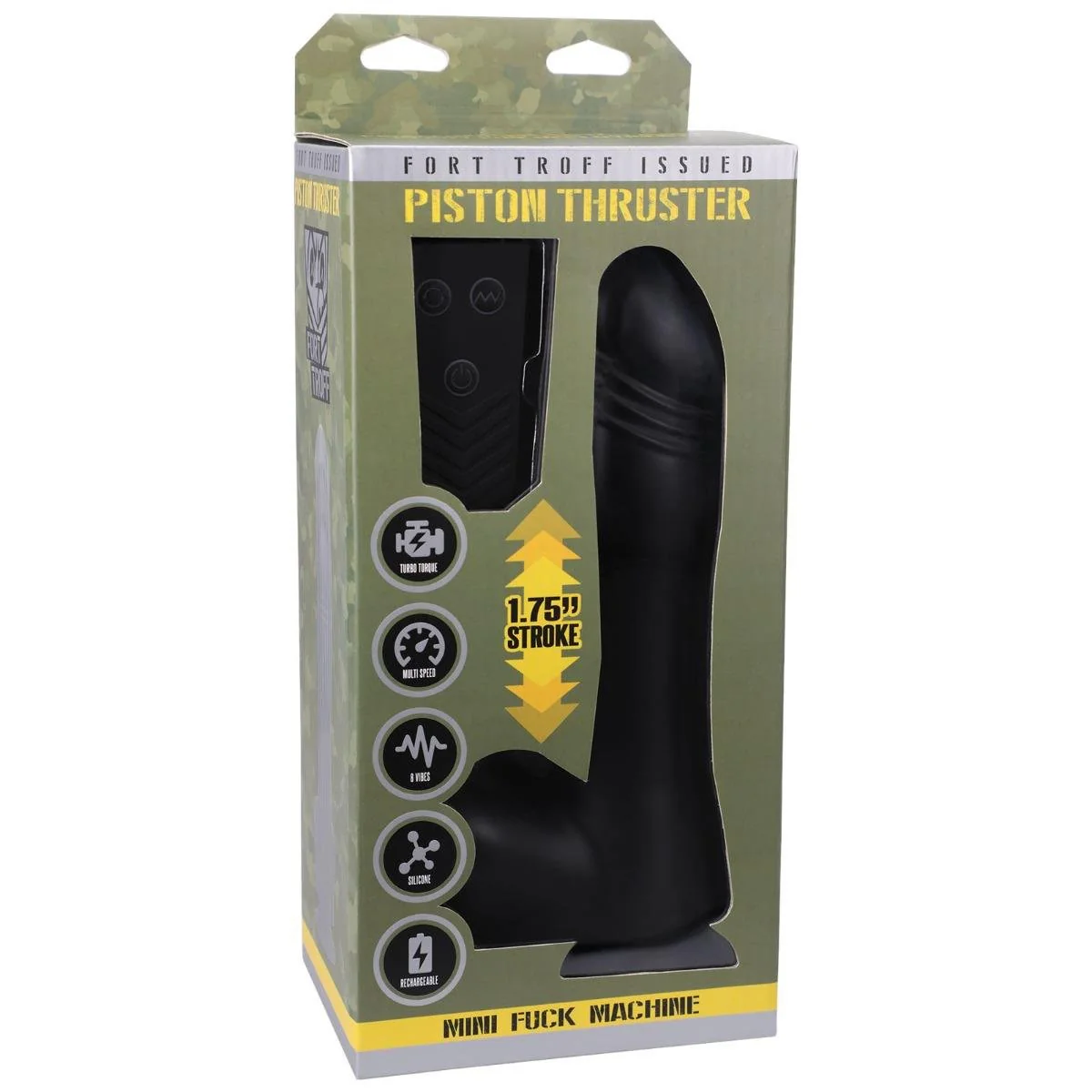 Fort Troff Piston Thruster, Mini Fuck Machine, Rechargeable Silicone with Remote, Black - Image 2