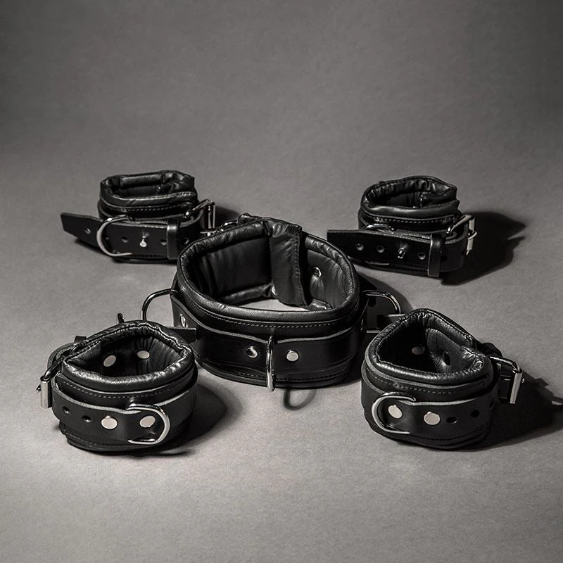 5 Piece Padded Leather Restraint Set