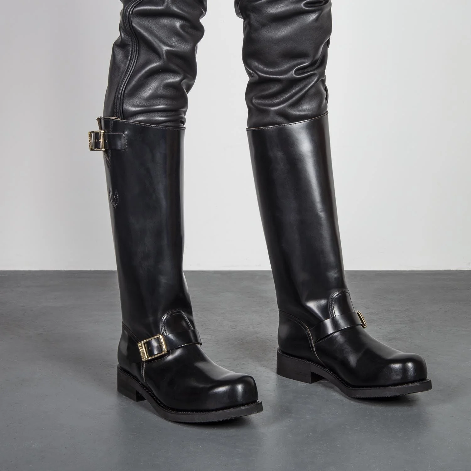 Embossy Leather Biker Boots - Image 12