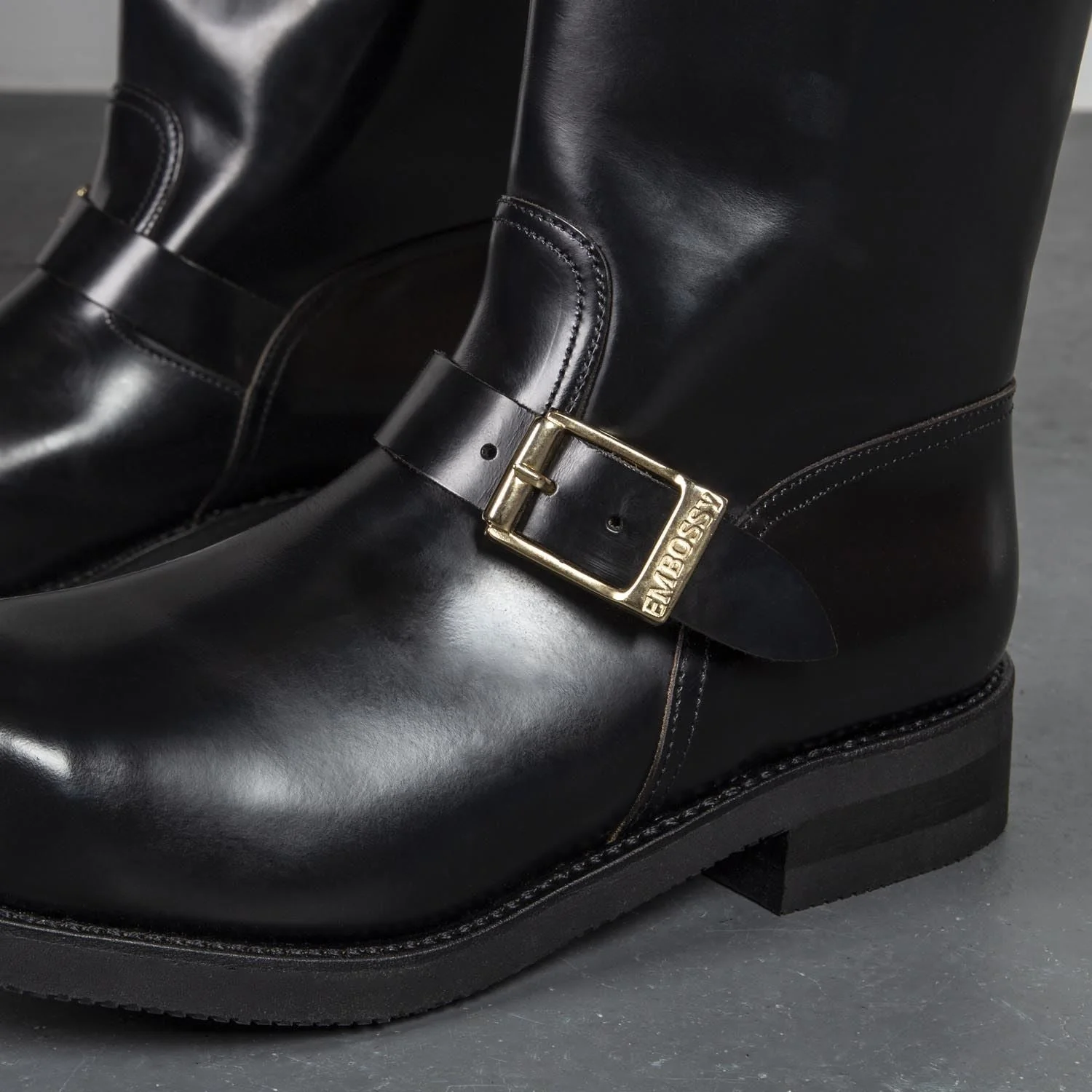 Embossy Leather Biker Boots - Image 9