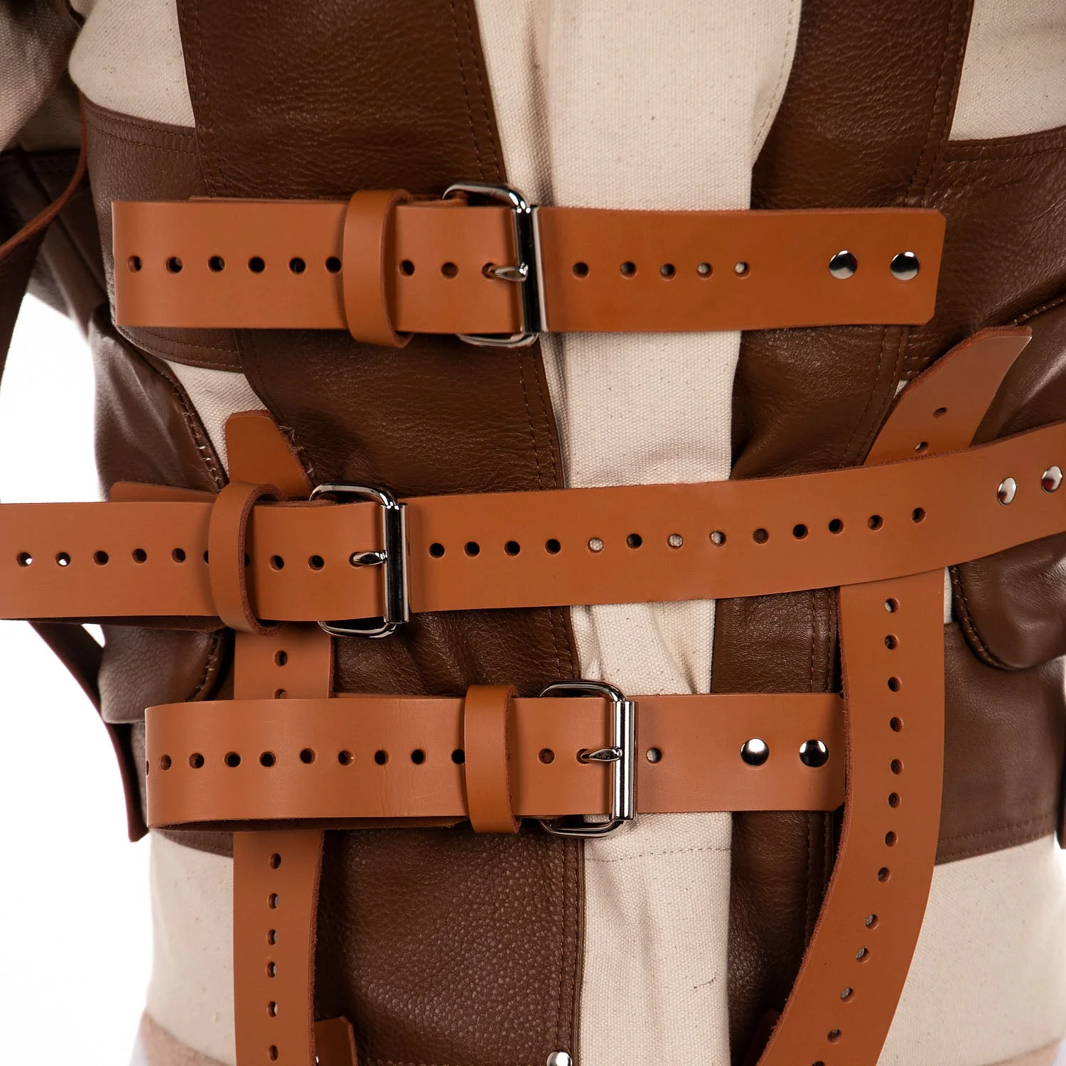 White Canvas & Tan Leather Straitjacket - Image 6