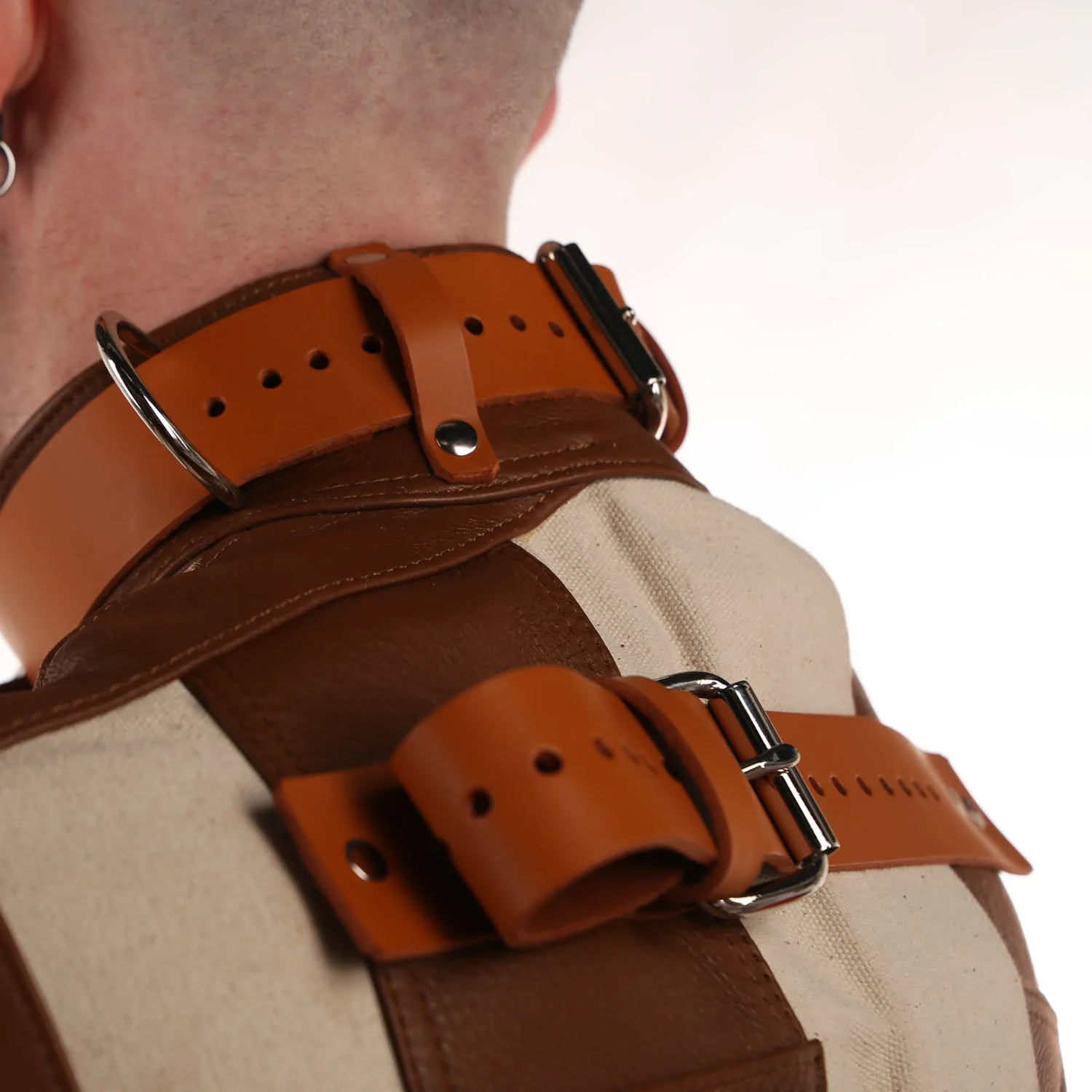 White Canvas & Tan Leather Straitjacket - Image 7