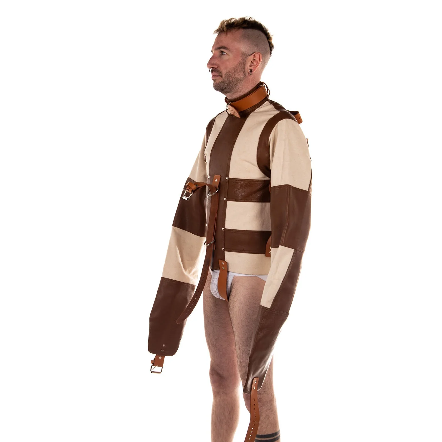 White Canvas & Tan Leather Straitjacket - Image 8