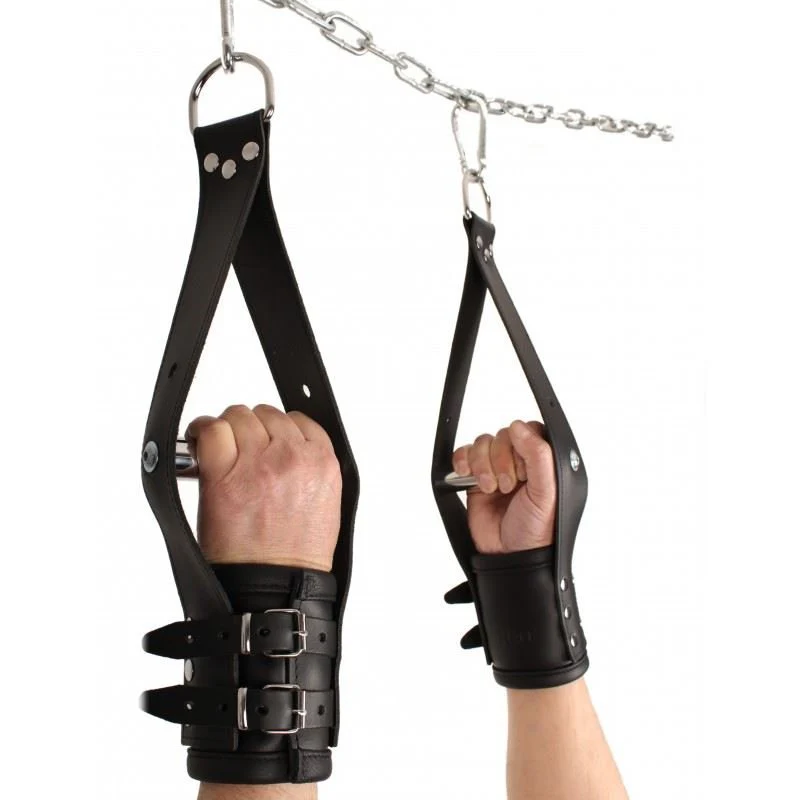 Deluxe Leather Suspension Cuffs With Bar - Image 6