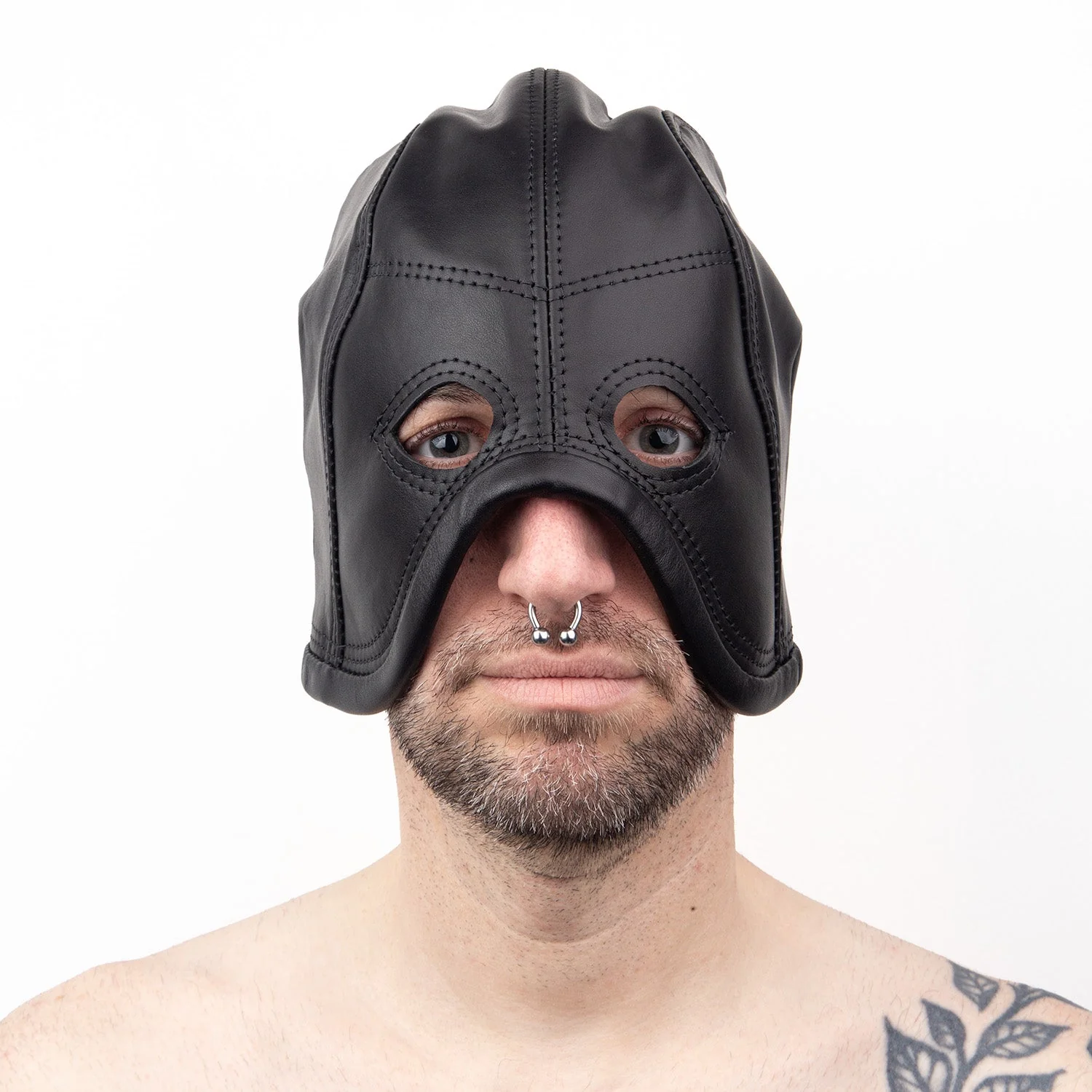 Leather Executioner Hood, Black