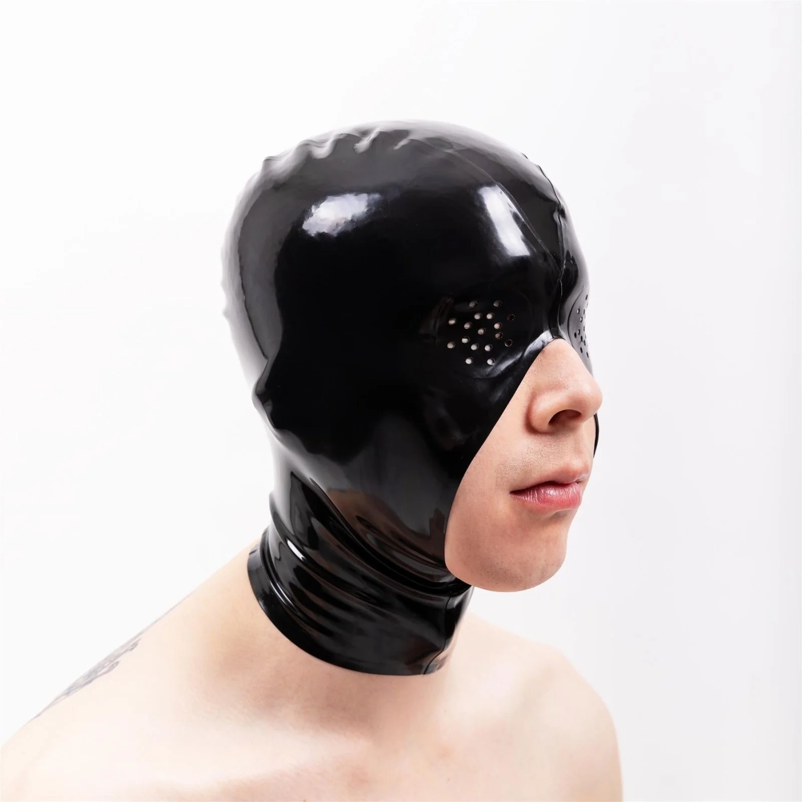 Rubber Cocksucker Hood, Open Face, Pin Eyes - Image 2