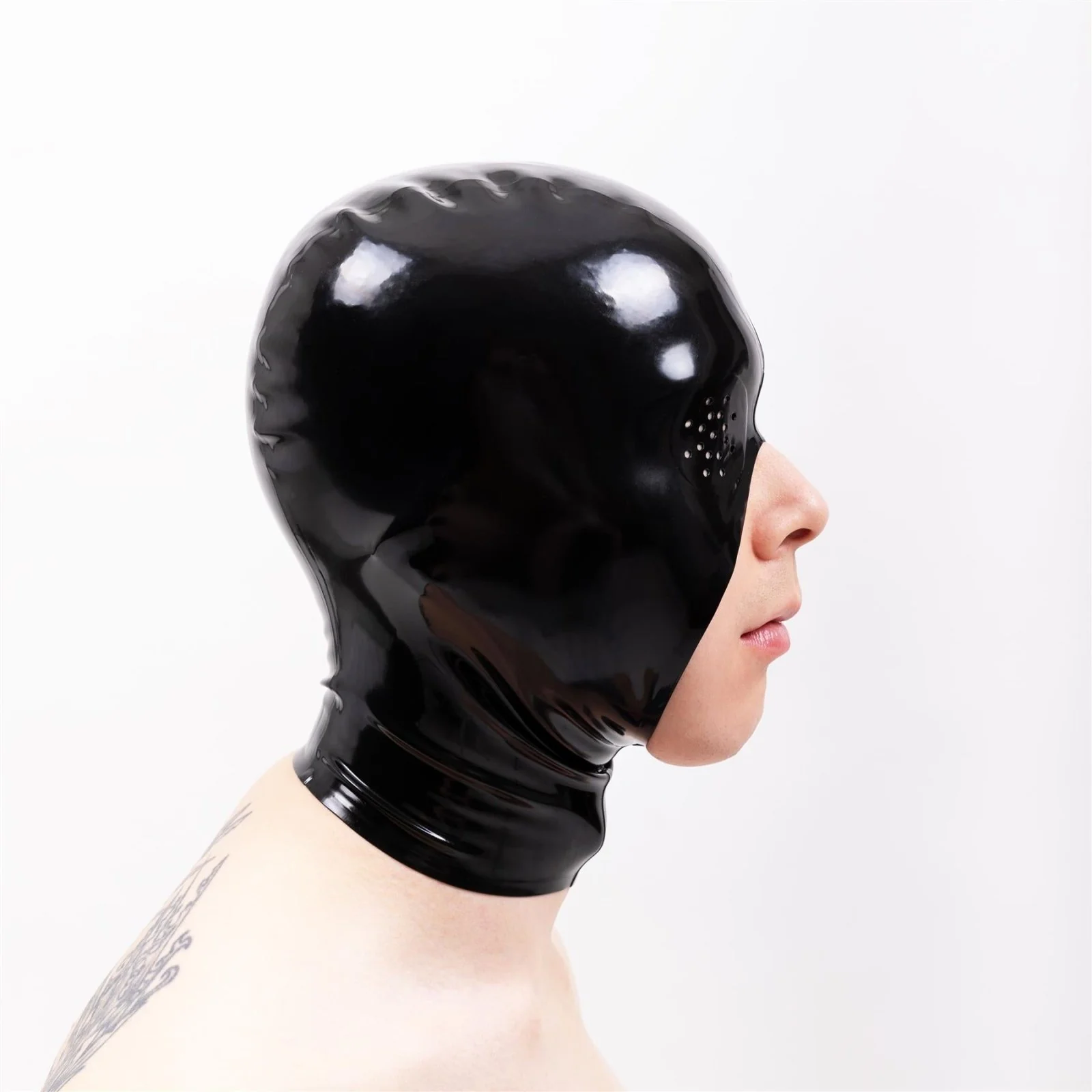 Rubber Cocksucker Hood, Open Face, Pin Eyes - Image 3