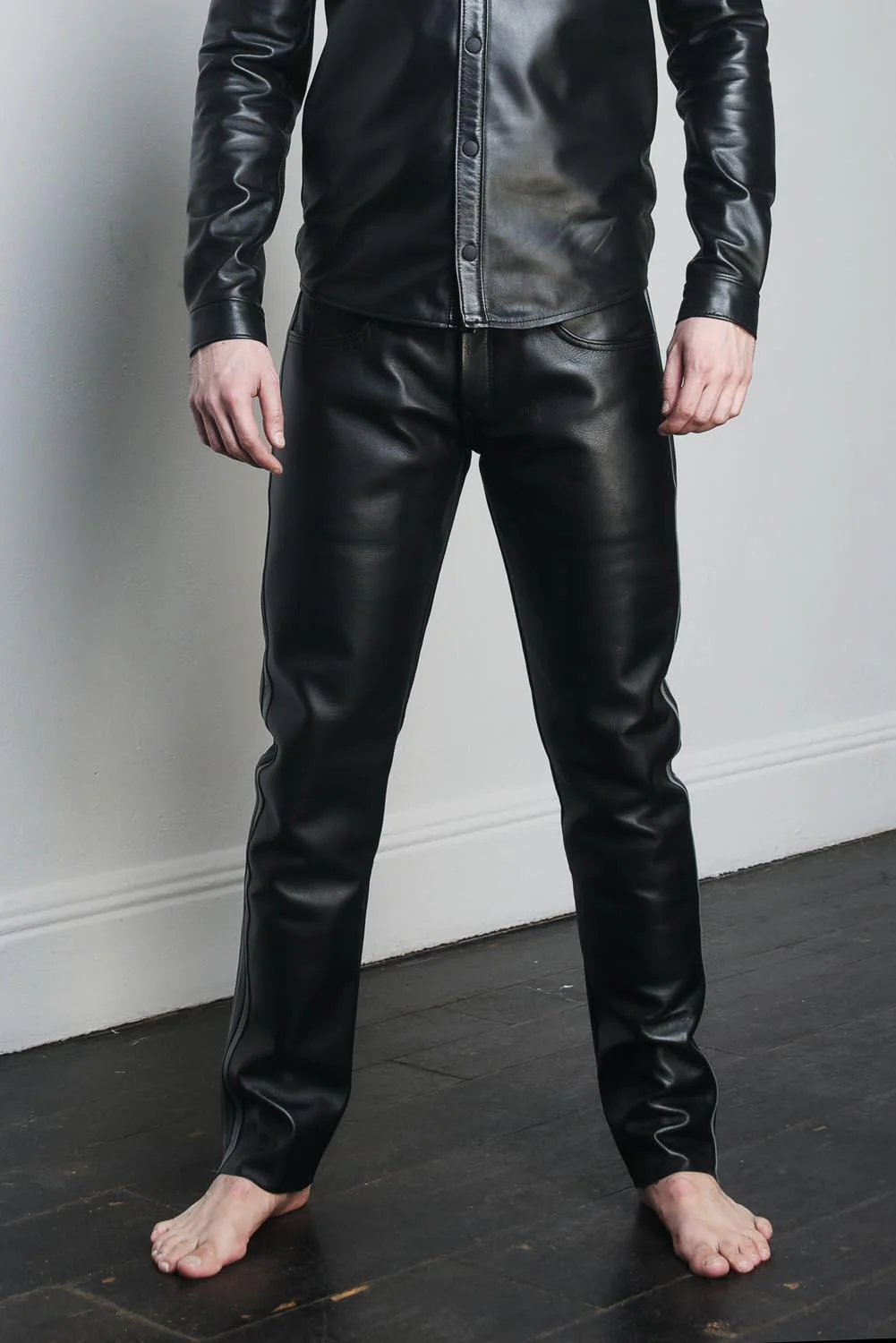 Lineback Leather Jeans, Slim Fit // Made to Order - Image 4