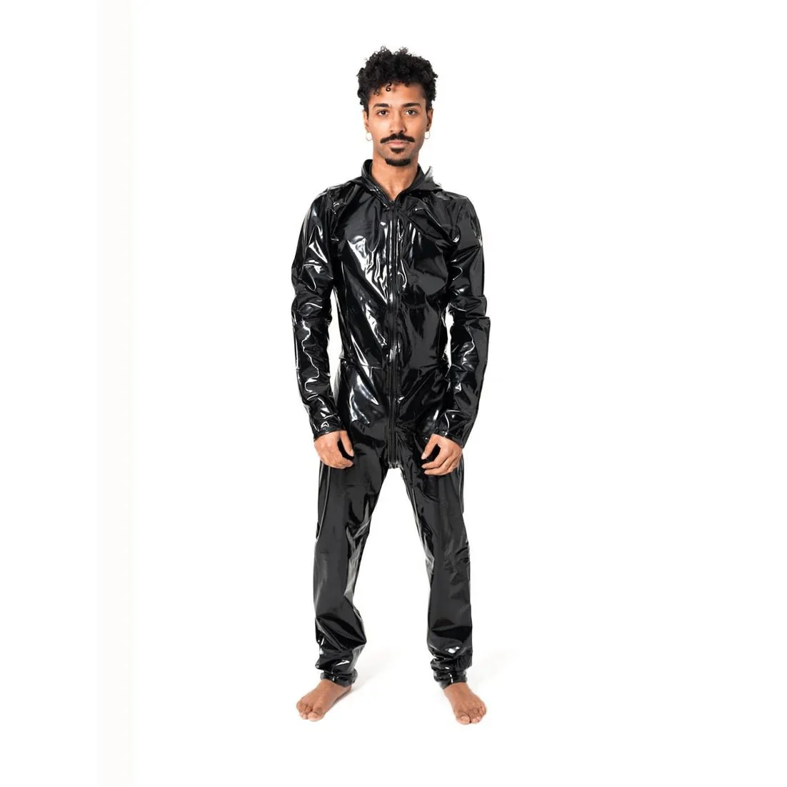 Hooded Vinyl Catsuit, Black