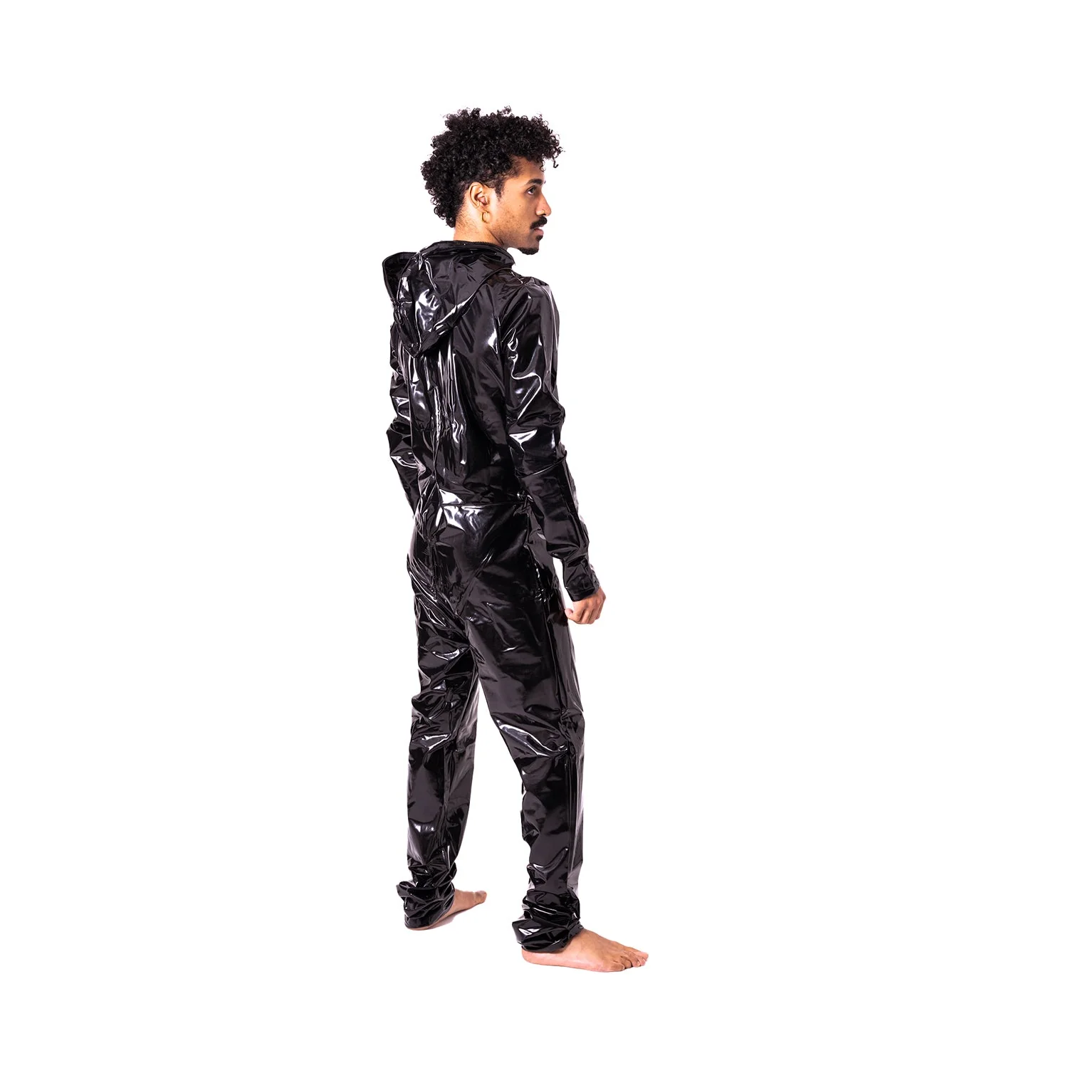Hooded Vinyl Catsuit, Black - Image 8