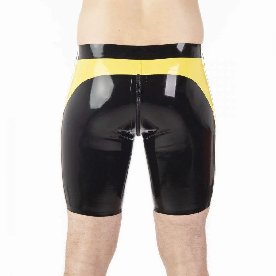 Rubber Compression Shorts, Yellow Side Panel & A/R Zip - Image 3