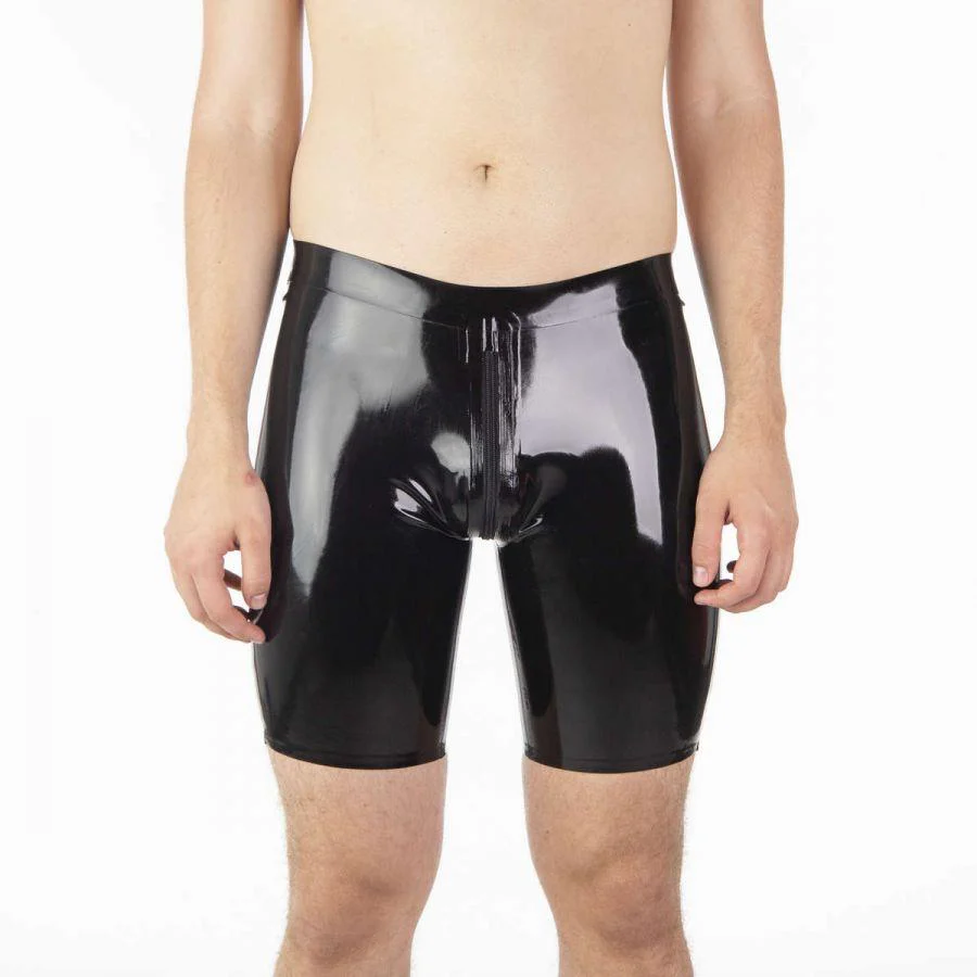 Rubber Compression Shorts, Yellow Side Panel & A/R Zip - Image 4