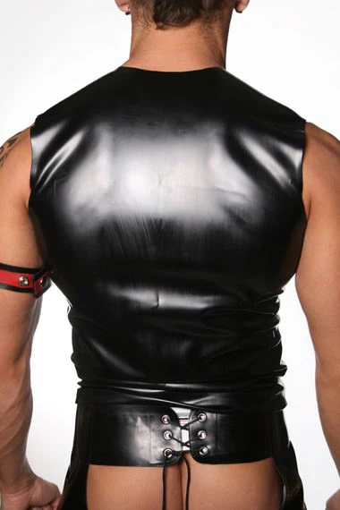 Sleeveless T-Shirt, Front Zip, Black - Image 3